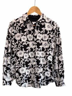 Chico’s Floral Black and White Shirt